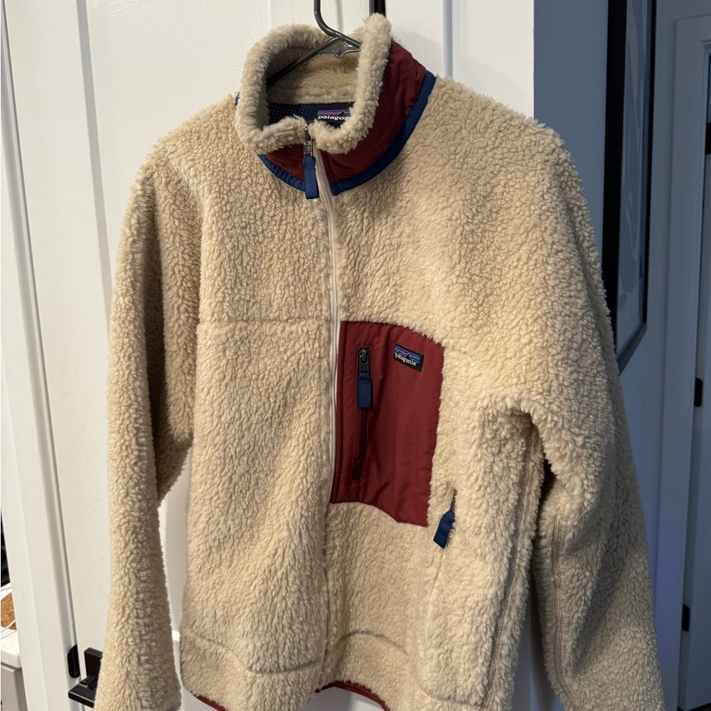 Patagonia Retro-X Cream/Red Fleece Jacket, Men’s M